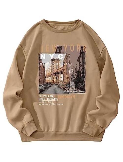 SOLY HUX Men's Letter Car Graphic Print Long Sleeve Pullover Top Sweatshirt