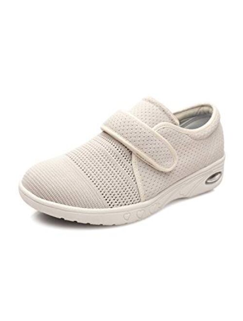 ZUMEIJIA Women's Diabetic Shoes for Women Casual Adjustable Walking Shoes Wide Shoes for Elderly Swollen Feet Non-Slip Air Cushion Bottom Fattening and Widening