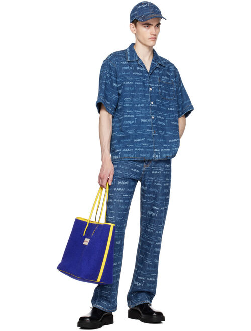 MARNI Blue Printed Denim Shirt