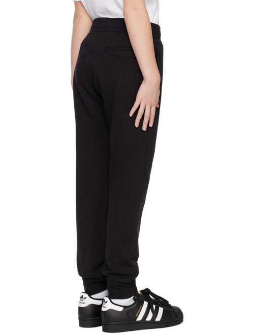 STONE ISLAND JUNIOR Kids Black Garment-Dyed Lounge Pants