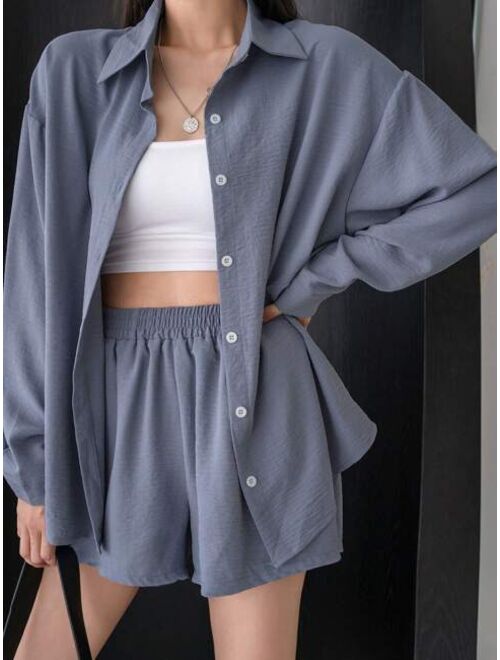 DAZY Drop Shoulder Shirt With Wide Leg Shorts