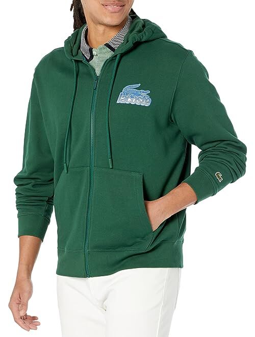 Lacoste Long Sleeve Classic Fit Full Zip Graphic Hoodie