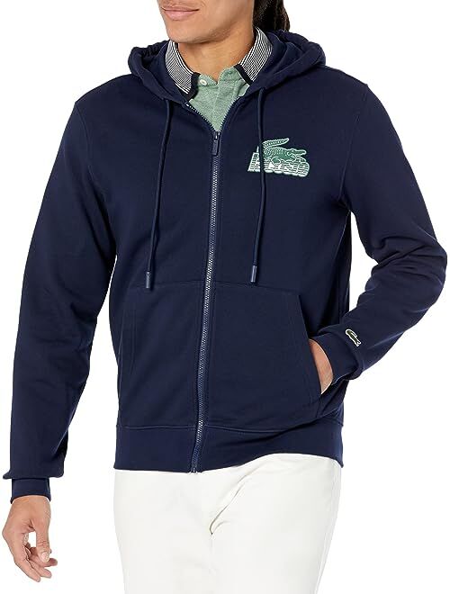 Lacoste Long Sleeve Classic Fit Full Zip Graphic Hoodie