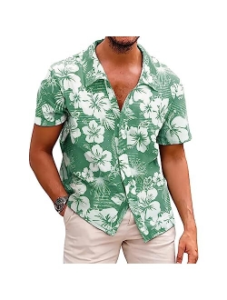 Angbater Men's Novelty Hawaiian Floral Shirt Summer Casual Button Down Tropical Holiday Beach Shirts