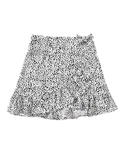 Girl's Boho Print High Waist Ruffle Hem Wrap Side Mini Skirt