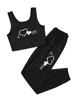 Girl's 2 Piece Outfits Letter Crop Top and Pant Sets Cute Clothes Fashion 2023