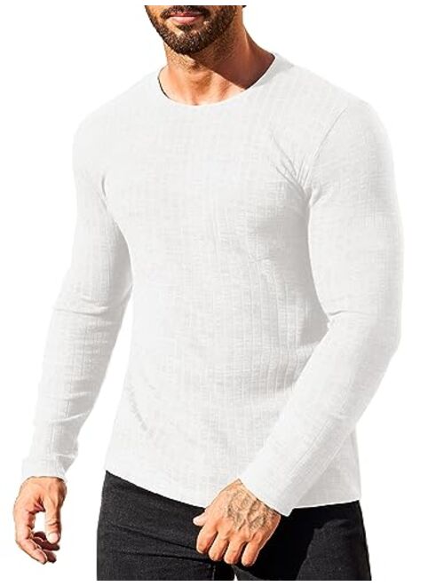 COOFANDY Men's Muscle Long Sleeve T-Shirt Crew Neck Workout Bodybuilding Casual Tee Shirt
