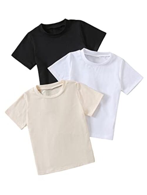 SOLY HUX Toddler Boy's 3 Piece Short Sleeve Summer T Shirt Solid Crew Neck Basic Tee Tops