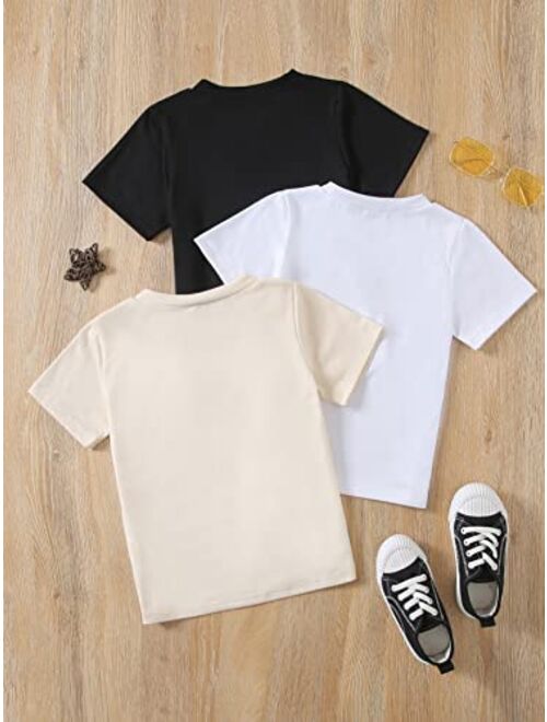 SOLY HUX Toddler Boy's 3 Piece Short Sleeve Summer T Shirt Solid Crew Neck Basic Tee Tops