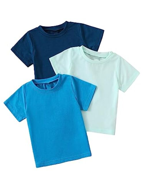 SOLY HUX Toddler Boy's 3 Piece Short Sleeve Summer T Shirt Solid Crew Neck Basic Tee Tops