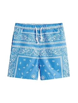 Boy's Summer Boho Paisley Print Drawstring High Waisted Shorts