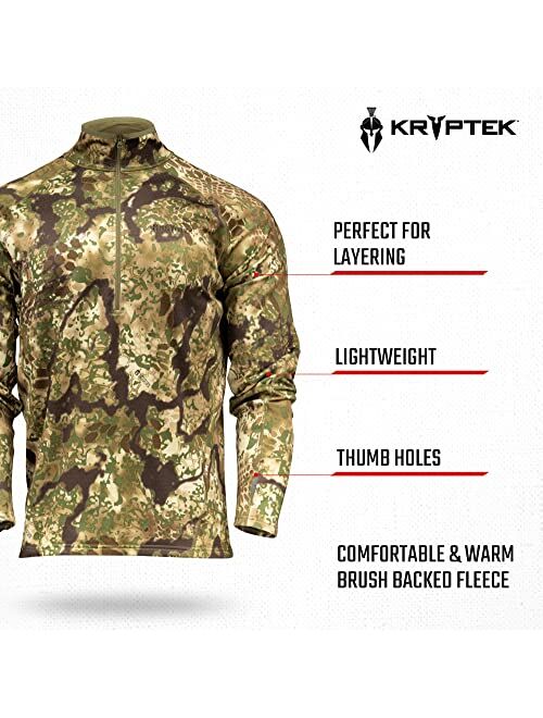 Kryptek Men's Cronos Half Zip Stealthy Camo Long Sleeve Hunting Shirt