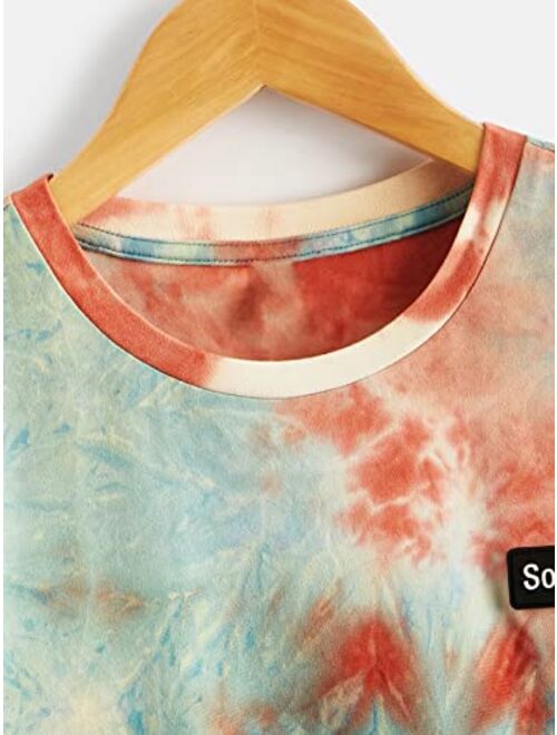 SOLY HUX Boy's Tie Dye Letter Print Summer Tees Short Sleeve Crew Neck T Shirt Top