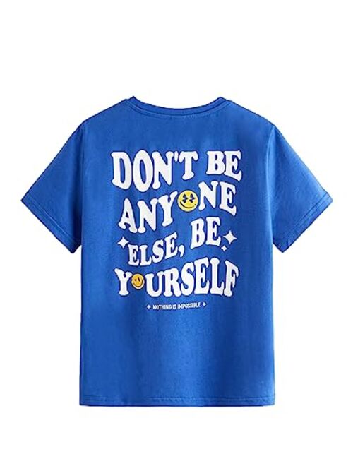 SOLY HUX Boy's Letter Graphic Print Tee Short Sleeve Round Neck Summer T Shirt Tops