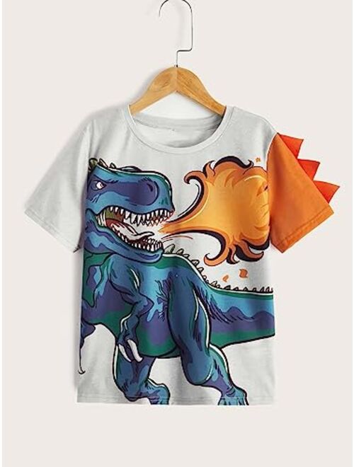 SOLY HUX Boy's Cartoon Dinosaur Graphic Tees Short Sleeve T Shirt Summer Tops