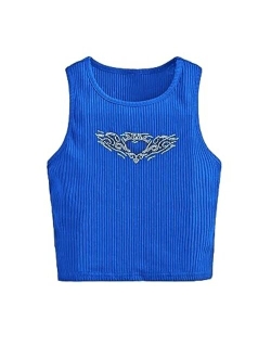 Girl's Y2k Tank Top Sleeveless Heart Rhinestone Summer Crop Tops