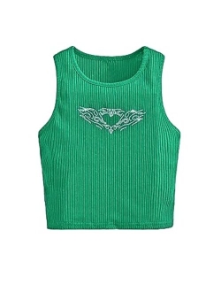 Girl's Y2k Tank Top Sleeveless Heart Rhinestone Summer Crop Tops