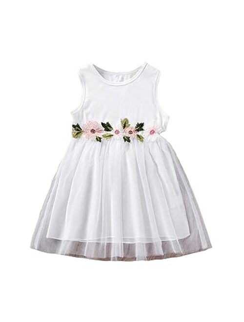 SOLY HUX Toddler Girl's Appliques Mesh Sleeveless A Line Flared Short Dress