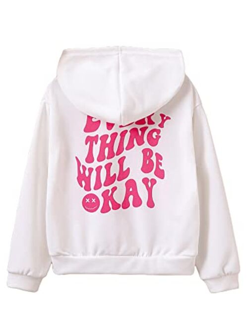 SOLY HUX Girl's Graphic Hoodie Sweatshirt Cartoon Letter Print Pullover Tops Drop Shoulder Shirt