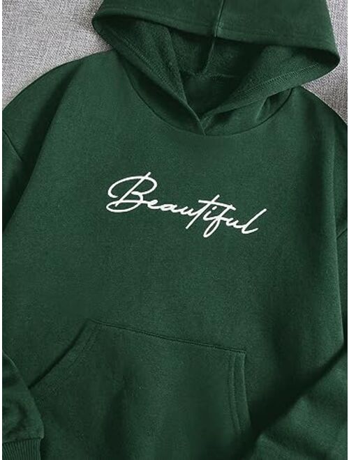 SOLY HUX Girl's Letter Graphic Hoodies Long Sleeve Pocket Pullover Sweatshirt