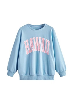 Girl's Graphic Sweatshirt Letter Print Long Sleeve Crewneck Pullover Tops