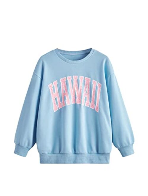 SOLY HUX Girl's Graphic Sweatshirt Letter Print Long Sleeve Crewneck Pullover Tops