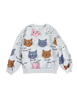 Girl's Cartoon Letter Print Long Sleeve Pullover Top Sweatshirt