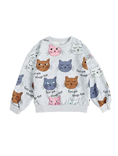 SOLY HUX Girl's Cartoon Letter Print Long Sleeve Pullover Top Sweatshirt