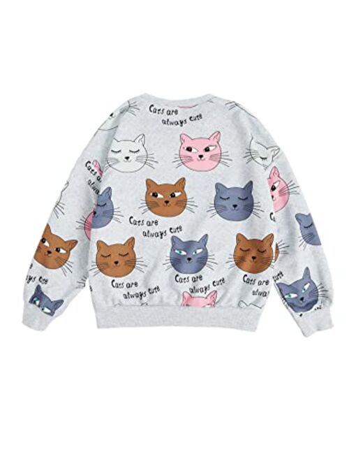 SOLY HUX Girl's Cartoon Letter Print Long Sleeve Pullover Top Sweatshirt