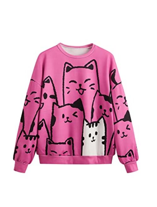 SOLY HUX Girl's Cartoon Letter Print Long Sleeve Pullover Top Sweatshirt