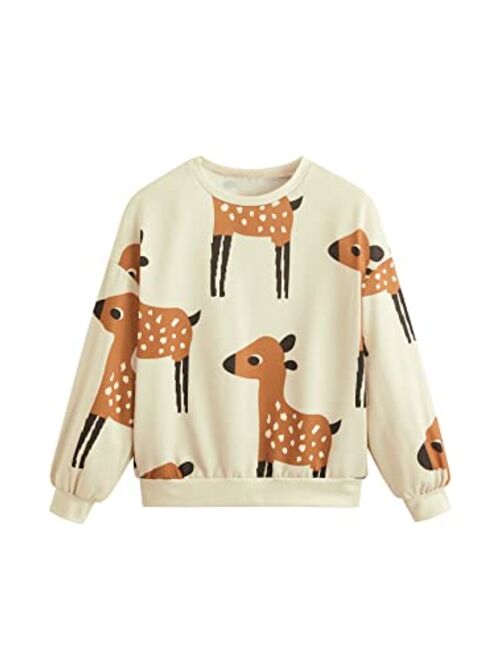 SOLY HUX Girl's Cartoon Letter Print Long Sleeve Pullover Top Sweatshirt