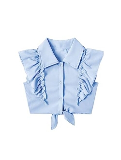 Toddler Girls Blouses Cute Summer Crop Tops Ruffle Tie Knot Sleeveless Shirts