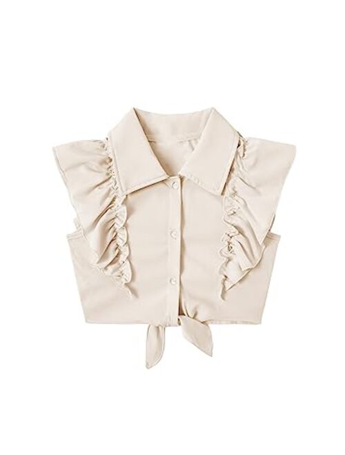 SOLY HUX Toddler Girls Blouses Cute Summer Crop Tops Ruffle Tie Knot Sleeveless Shirts