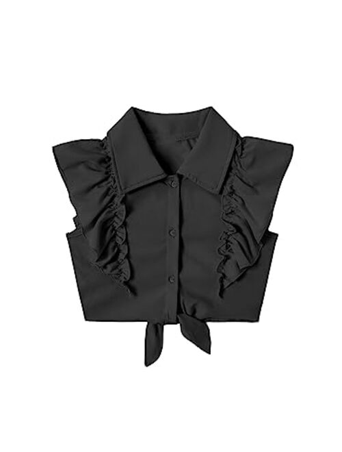 SOLY HUX Toddler Girls Blouses Cute Summer Crop Tops Ruffle Tie Knot Sleeveless Shirts