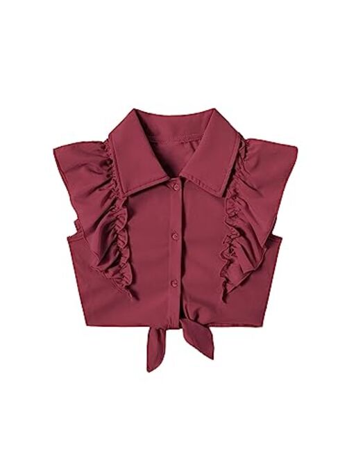 SOLY HUX Toddler Girls Blouses Cute Summer Crop Tops Ruffle Tie Knot Sleeveless Shirts