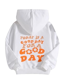 Girl's Graphic Letter Print Sweatshirt Long Sleeve Hoodies Pullover Tops