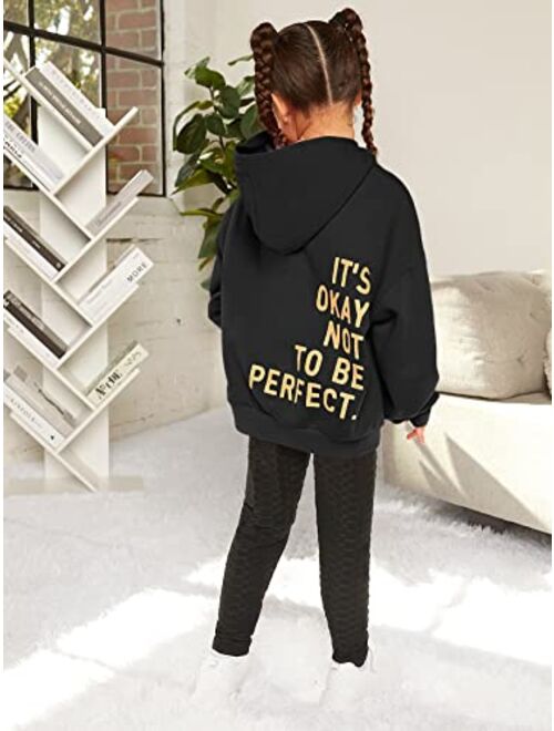 SOLY HUX Girl's Graphic Letter Print Sweatshirt Long Sleeve Hoodies Pullover Tops