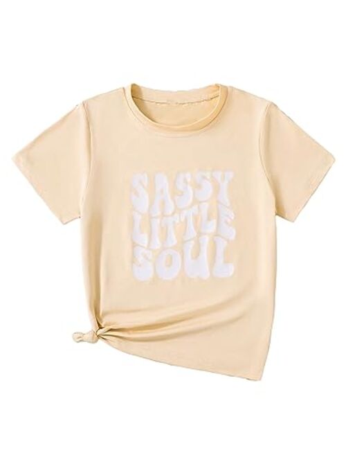 SOLY HUX Girl's T Shirts Short Sleeve Cute Graphic Tees Crewneck Cartoon Cat Print Summer Tops