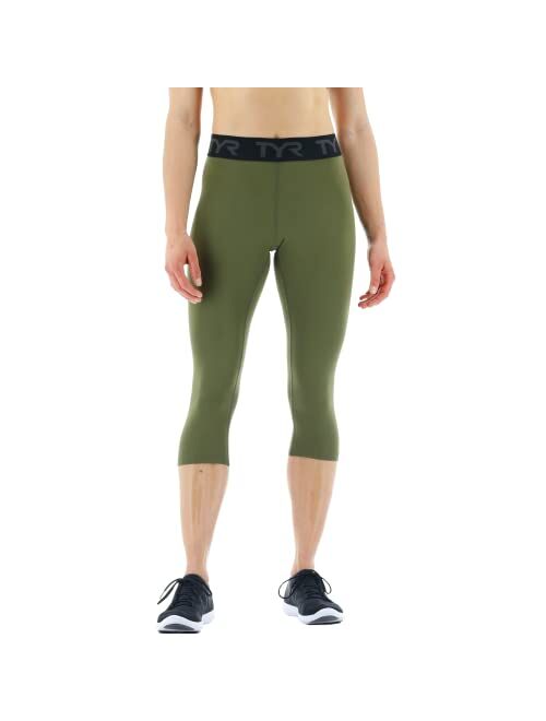 TYR Women's Mid-Rise Cropped Athletic Performance Workout Leggings