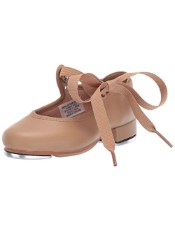 Girl's Annie Tyette Dance Shoe, Elastic Strap with Grosgrain Ribbon, Cushioned Insole, Non-Slip Sole, Techno Tap Plates Attached, Comfortable, High Durability, Supe