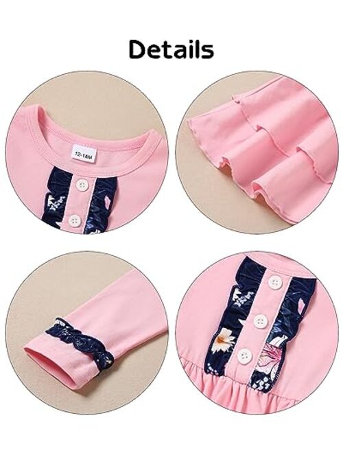 DISAUR Toddler Girls Clothes 12M-5T Cute Baby Girl Outfits Long Sleeve Ruffle Top Flared Pants Little Girl Fall Clothing