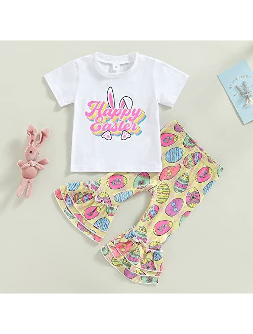 Jeinxcn Toddler Baby Girl Clothes Long Sleeve Sweatshirt Pullover Floral Flare Pants Outfits Set