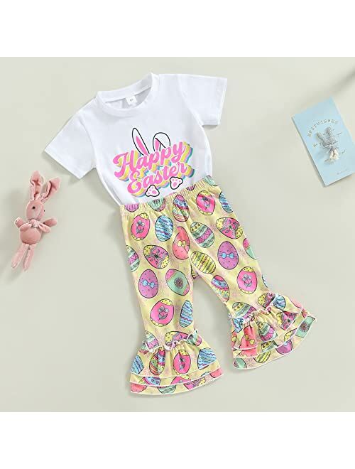 Jeinxcn Toddler Baby Girl Clothes Long Sleeve Sweatshirt Pullover Floral Flare Pants Outfits Set