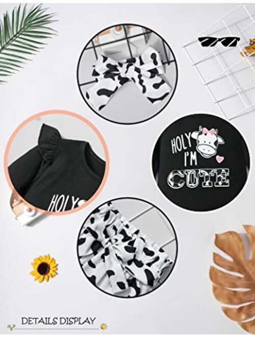 CRISONE Toddler Girl Clothes Letter Print Ruffled Shirt+Long Pants+Headband 3pcs Cute Fall Outfit Set