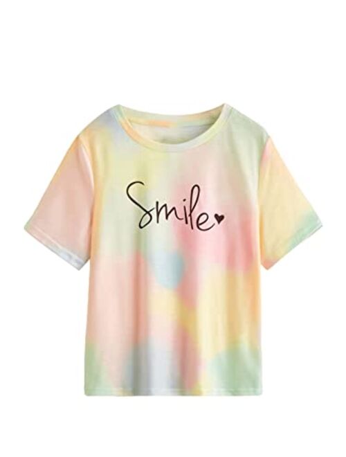 SOLY HUX Girl's Letter Tee Short Sleeve Round Neck Summer T Shirt Tops