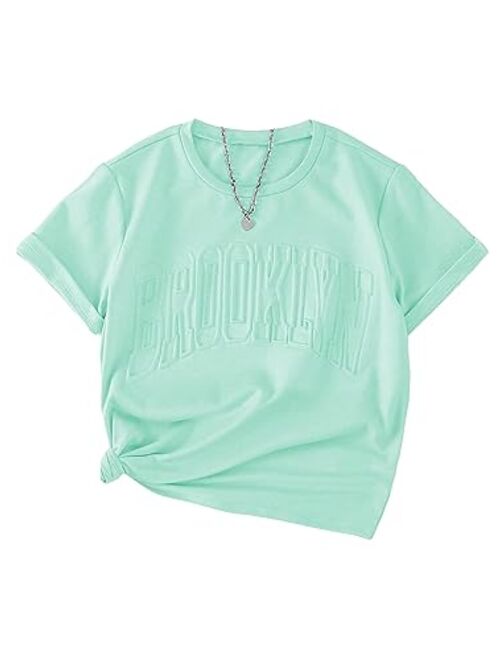 SOLY HUX Girl's Letter Tee Short Sleeve Round Neck Summer T Shirt Tops