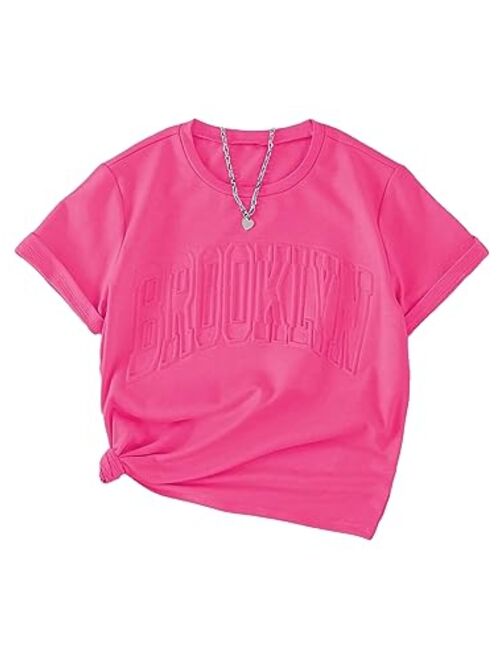 SOLY HUX Girl's Letter Tee Short Sleeve Round Neck Summer T Shirt Tops