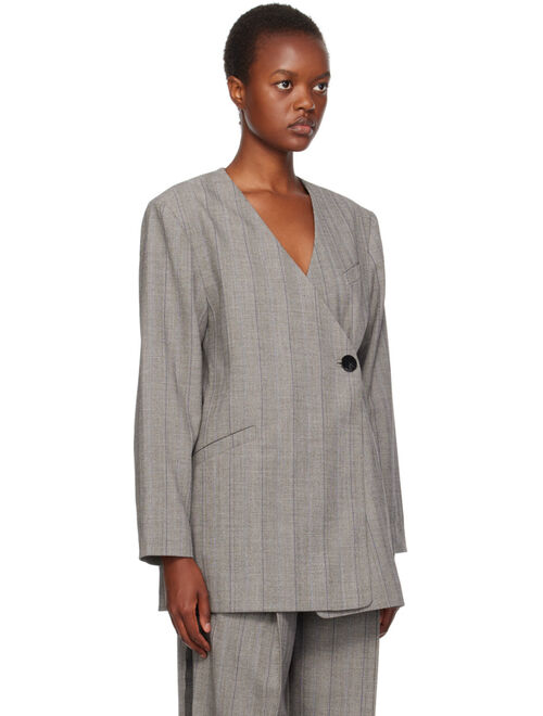 GANNI Gray Relaxed-Fit Blazer