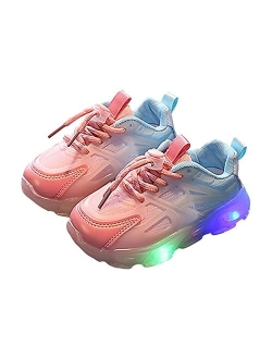 Generic Children's Sneakers Color Gradient LED Light Shoes Dad Shoes Lace Up Soft Soles Youth Girls Running Shoes