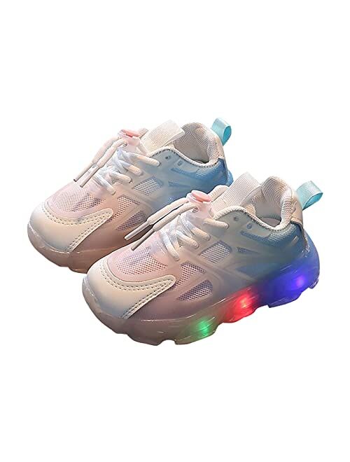 Generic Children's Sneakers Color Gradient LED Light Shoes Dad Shoes Lace Up Soft Soles Youth Girls Running Shoes